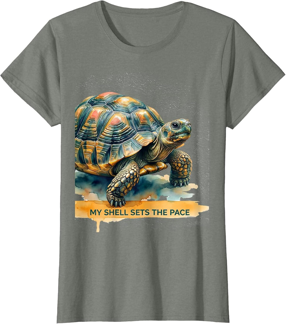 My Shell Sets The Pace Funny Tortoise Lover Pet Owner Gift T-Shirt - Olive Heather