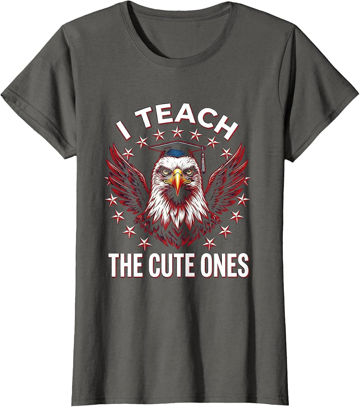 Women's I Teach The Cute Ones PreK Teacher Design T-Shirt - Asphalt Grey