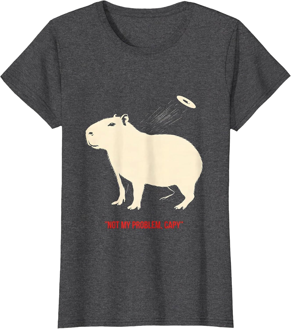 Women's Not My Problem Capy Funny Capybara Animal Meme Gamer T-Shirt - Dark Heather Grey
