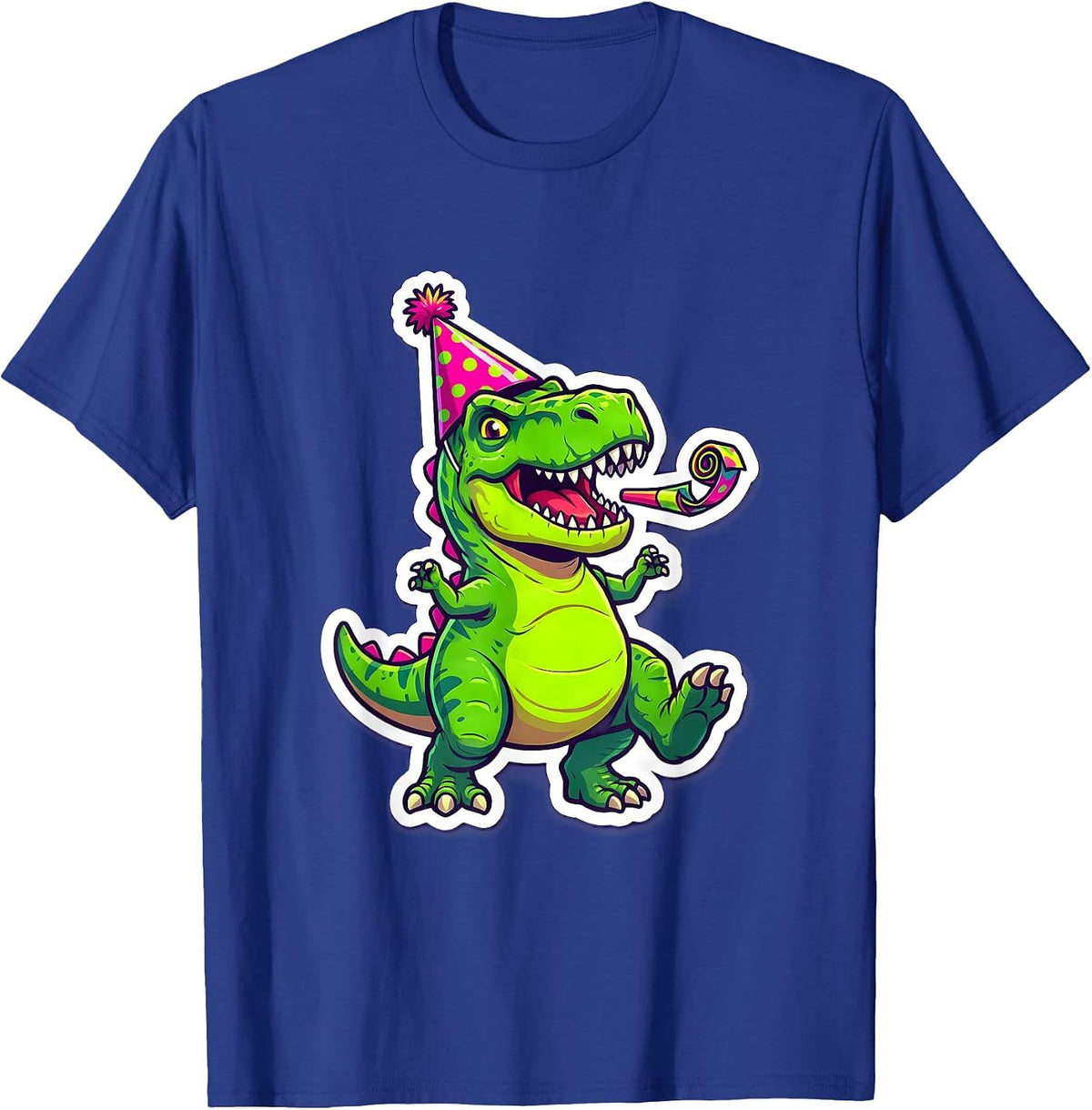 T-Rex Birthday Party Dinosaur Celebration T-Shirt - Royal Blue