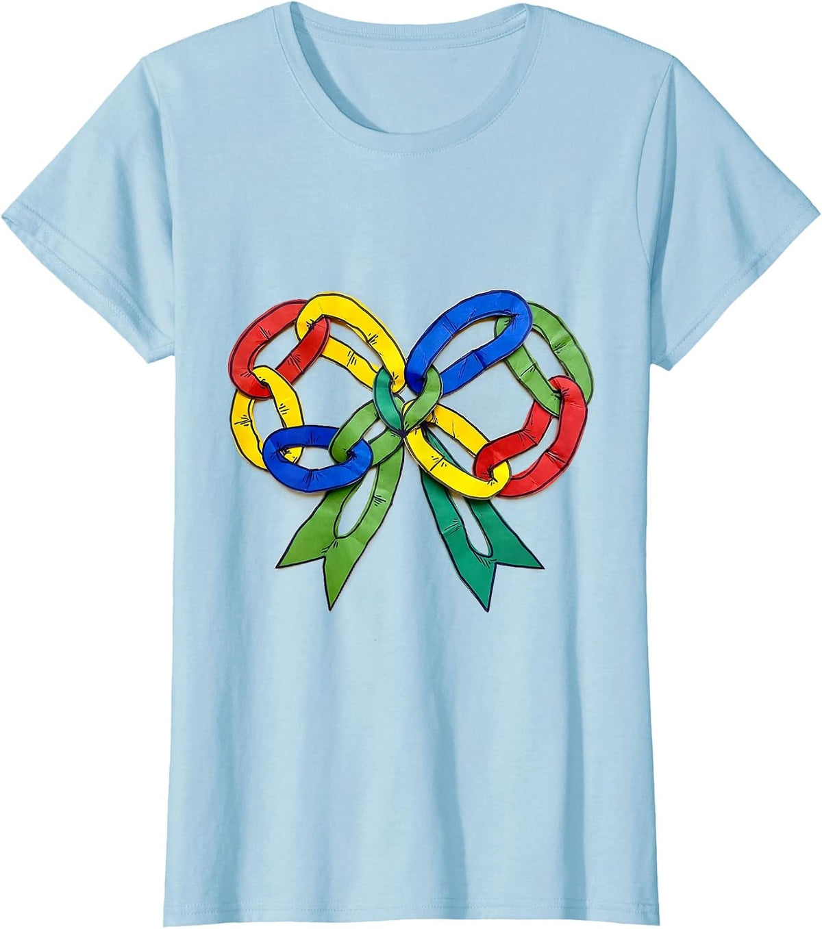 Women's Preschool Teacher Construction Paper Chain Garland T-Shirt - Baby Blue