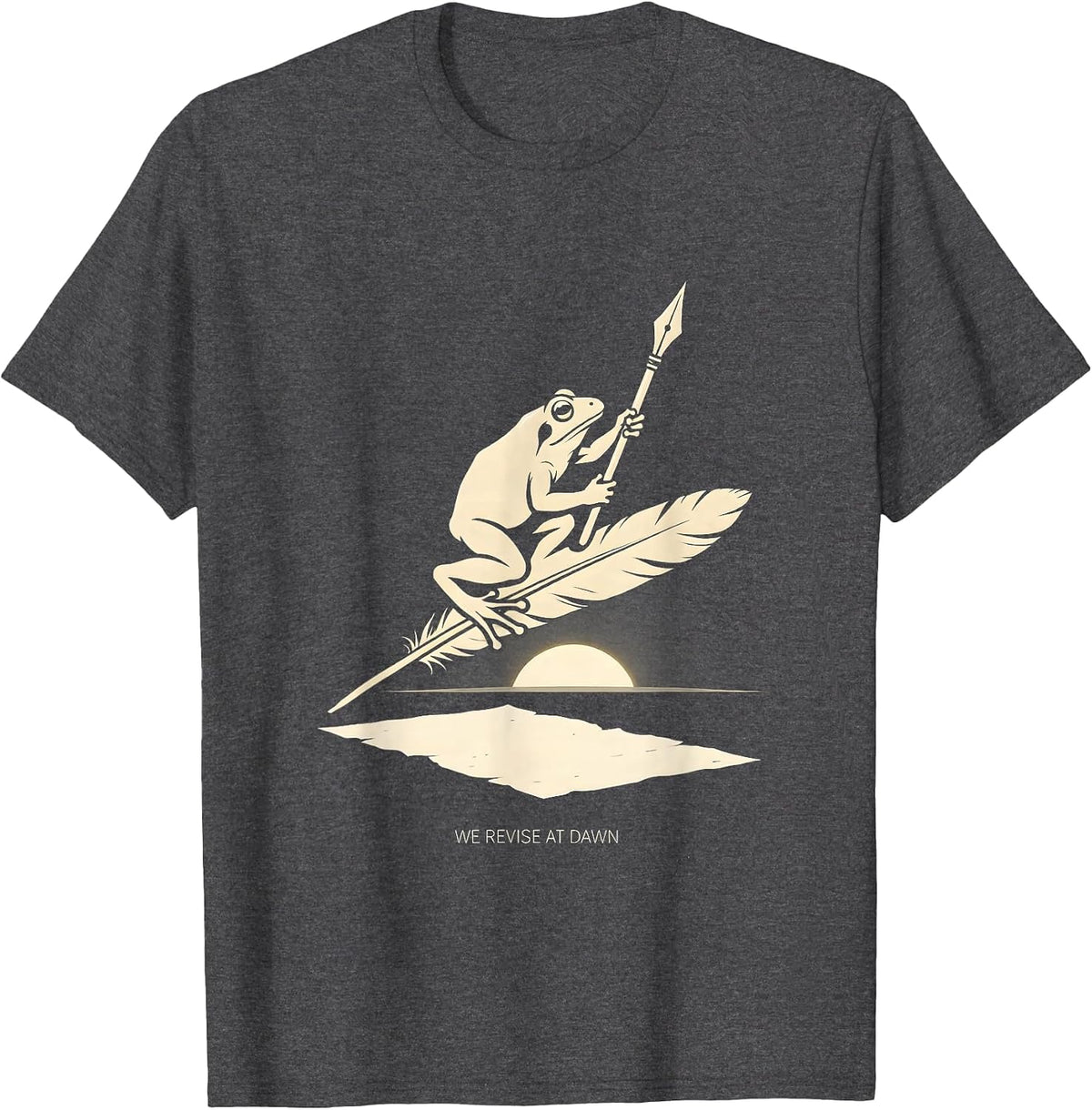 We Revise At Dawn Funny Frog Teacher Reader Back To School T-Shirt - Dark Heather Grey