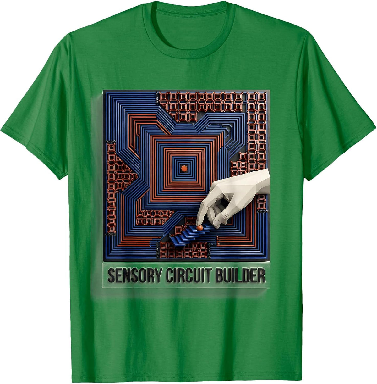 Men's Sensory Circuit Builder Geometric Occupational Therapy OT T-Shirt - Kelly Green