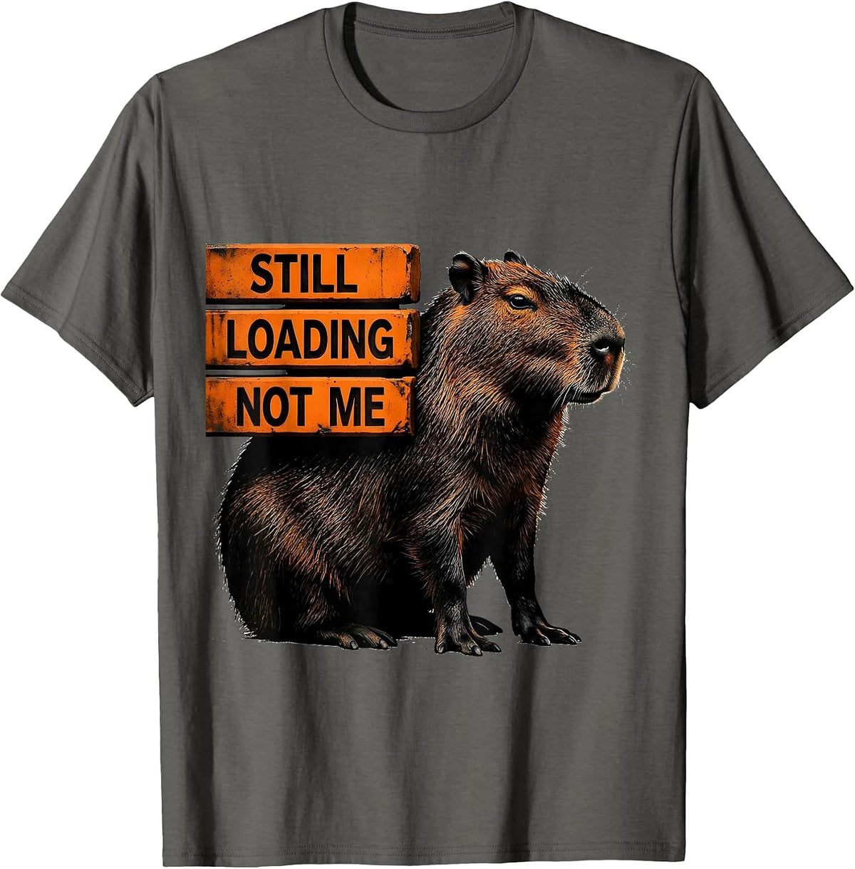 Still Loading Not Me Funny Capybara Gamer Meme Humor T-Shirt - Asphalt Grey