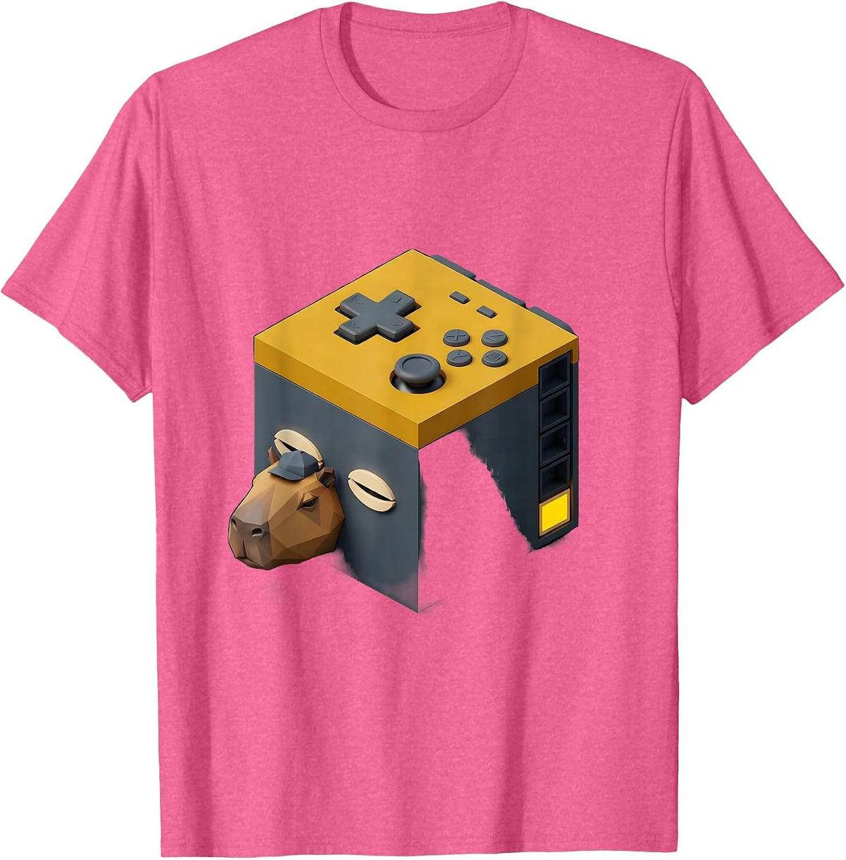 Capybara Gamer Isometric Vector Humor T-Shirt - Pink Heather