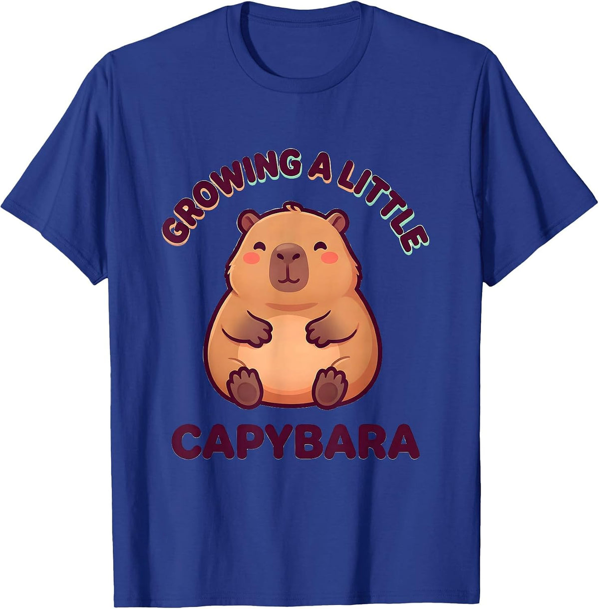 Growing A Little Capybara Cute Kawaii Pregnancy Announcement T-Shirt - Royal Blue