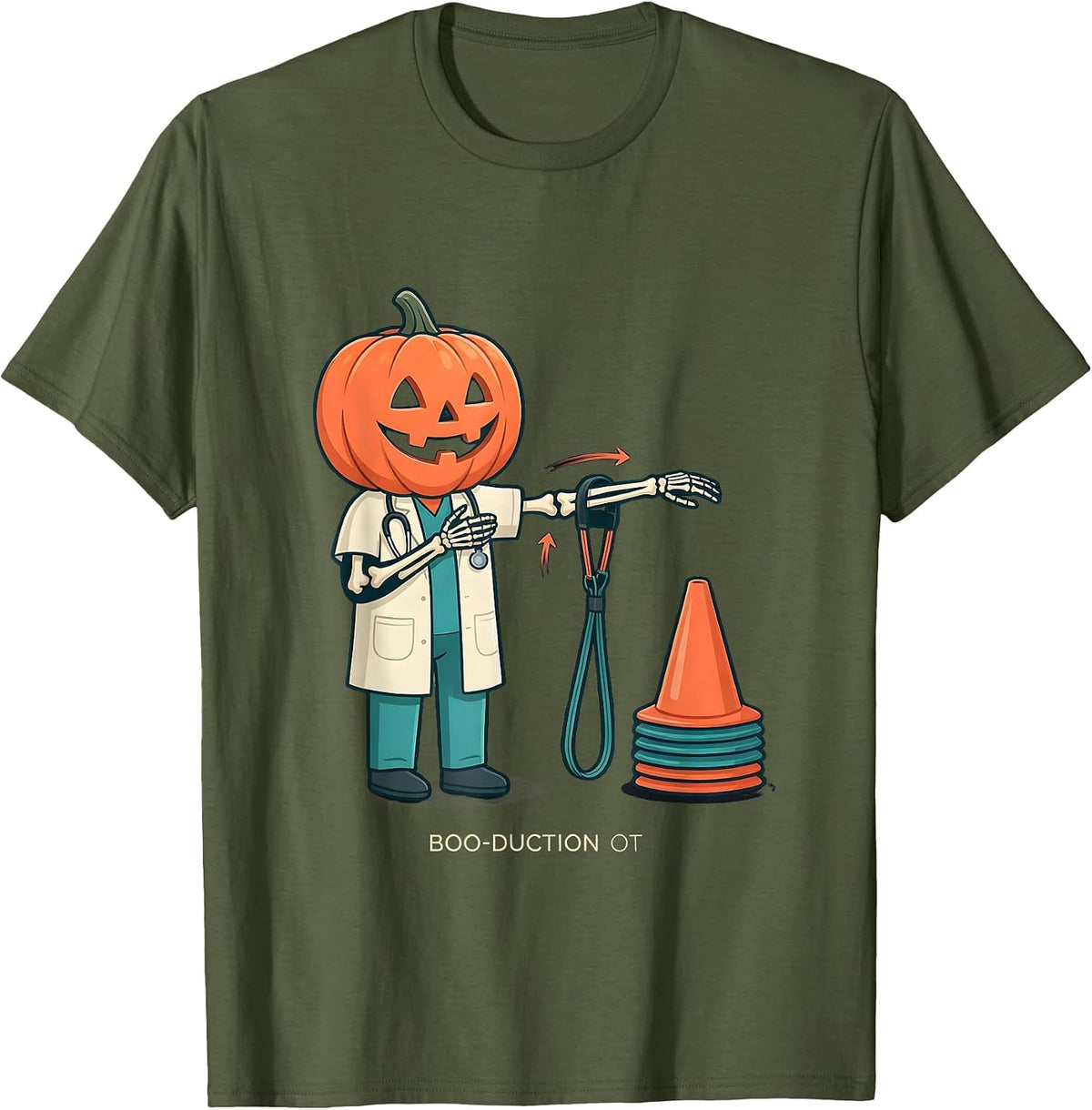 Boo-duction OT Funny Occupational Therapy Halloween Workwear T-Shirt - Olive Green