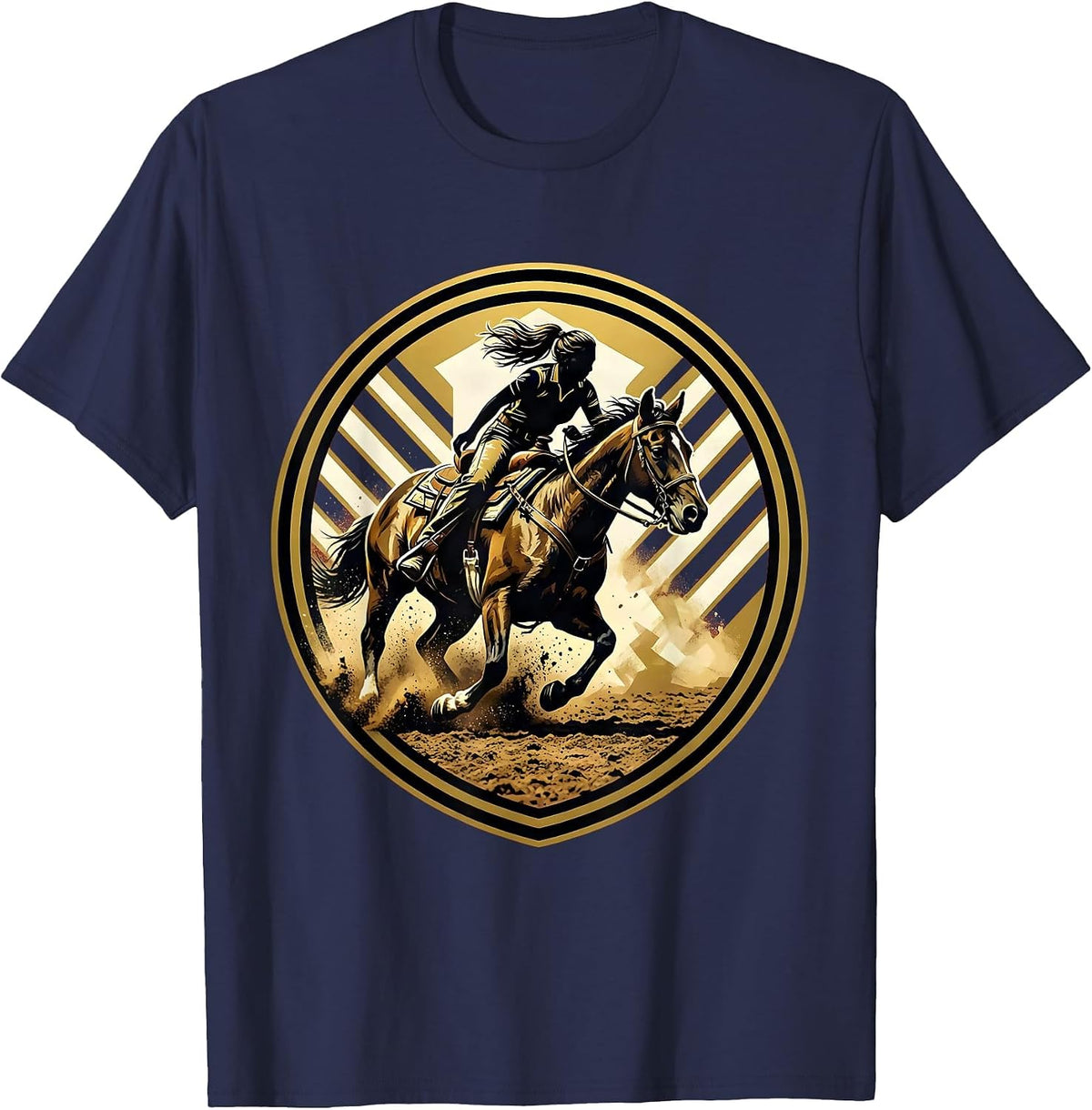 Men's Rodeo Barrel Racer Dusty Arena Graphic T-Shirt - Navy Blue
