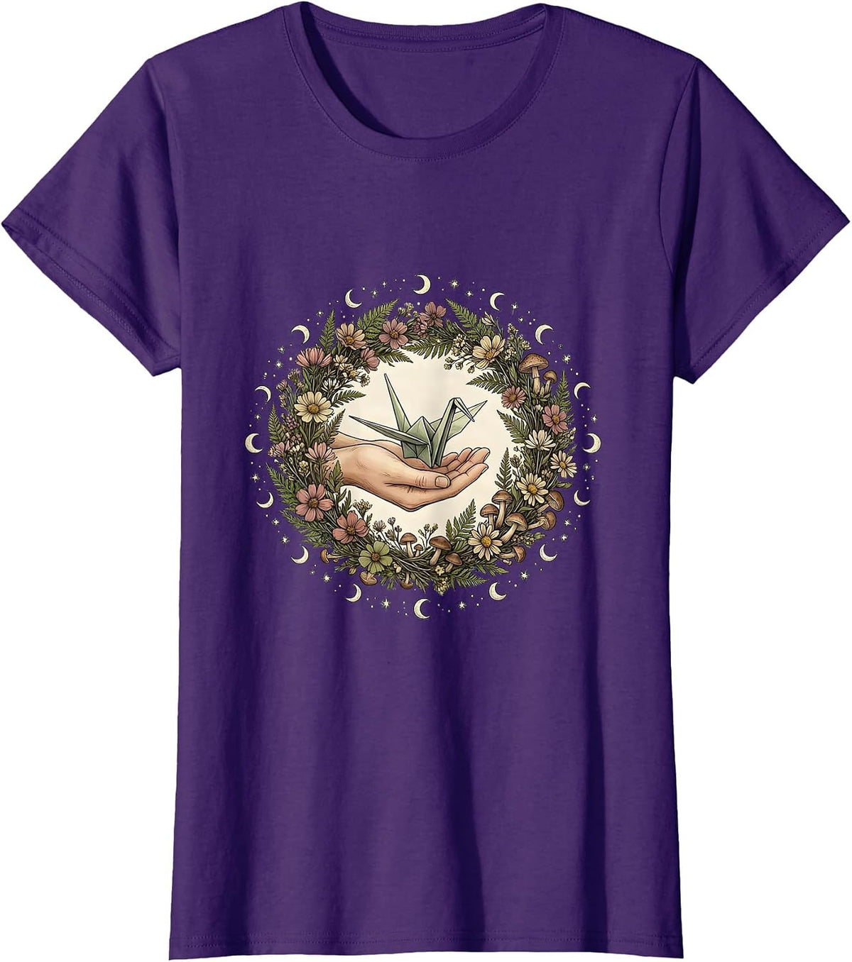 Women's Origami Crane Occupational Therapy Art T-Shirt - Purple