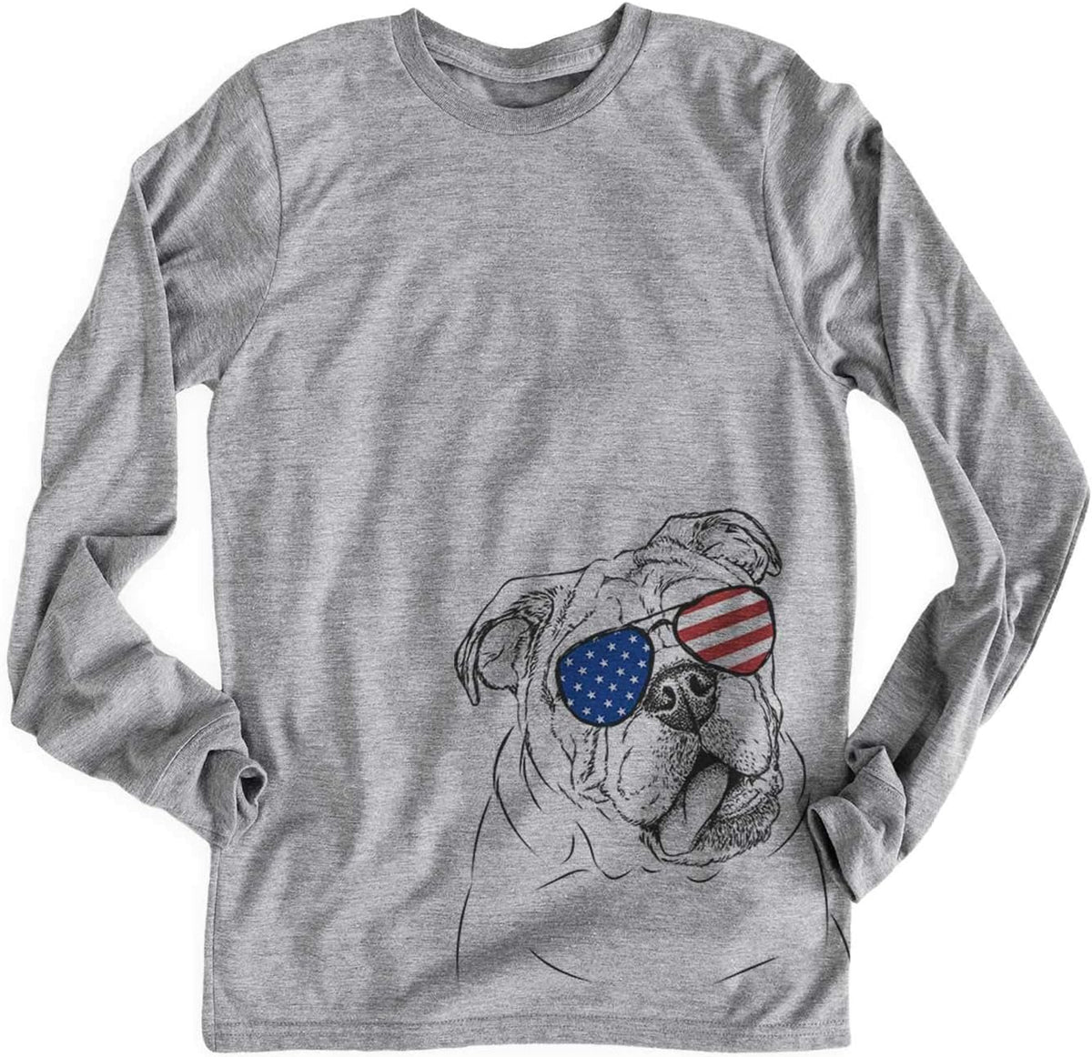 Patriotic Benson the English Bulldog Dog Triblend T-Shirt - Unisex Unisex Long Sleeve