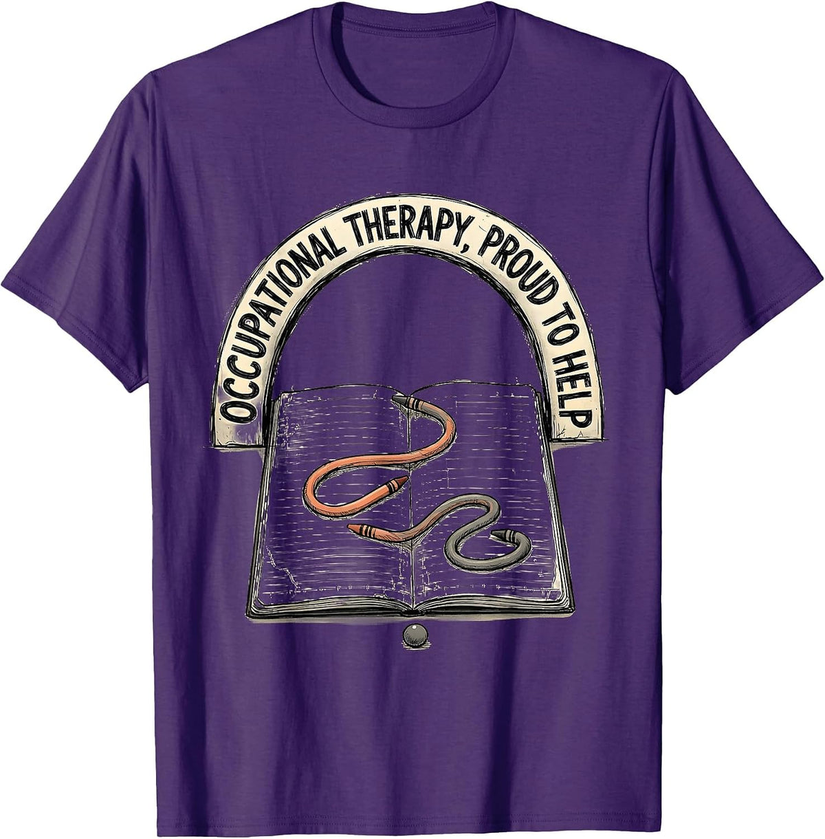 Occupational Therapy Proud To Help Hand-Sketched OT Month T-Shirt - Purple