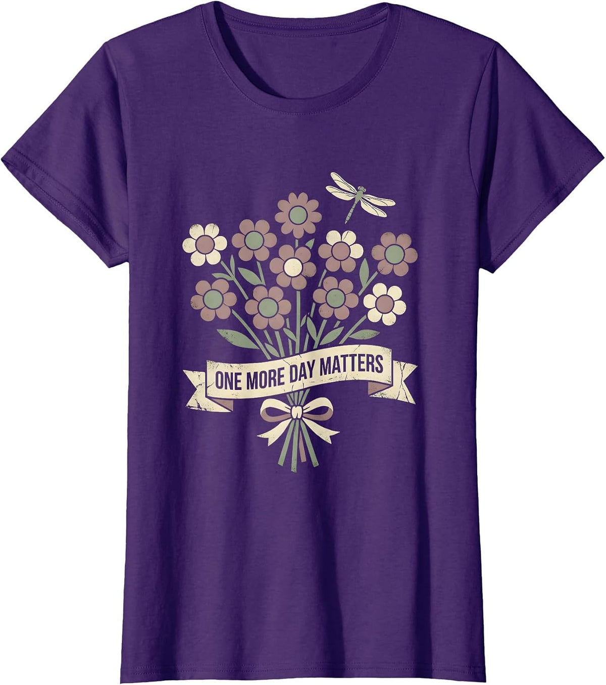 Women's One More Day Matters Suicide Awareness Design T-Shirt - Purple