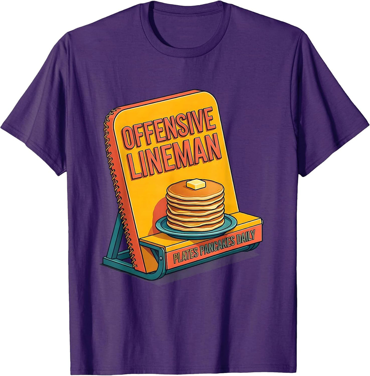 Men's Offensive Lineman Plates Pancakes Daily Football Lineman T-Shirt - Purple