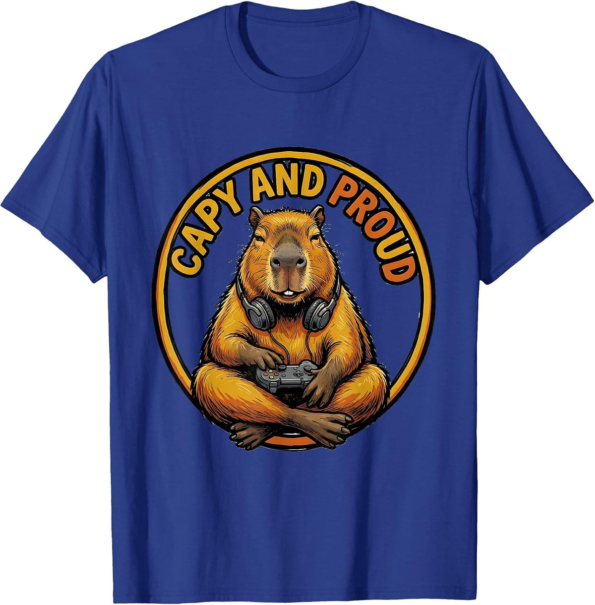 Men's Capy And Proud Funny Capybara Gamer Meme Humor T-Shirt - Royal Blue