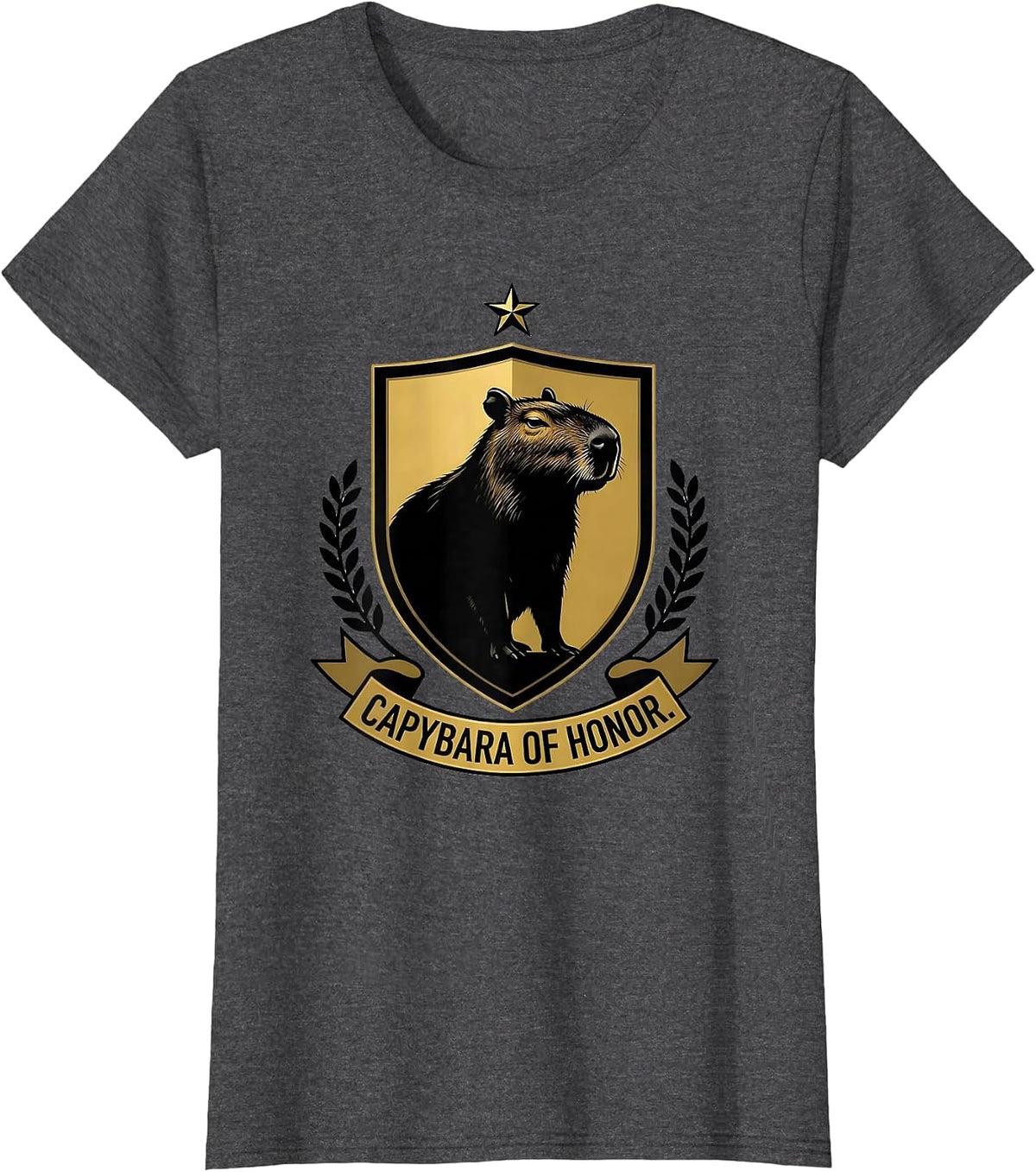 Women's Capybara of Honor Funny Animal Lover Meme Humor T-Shirt - Dark Heather Grey