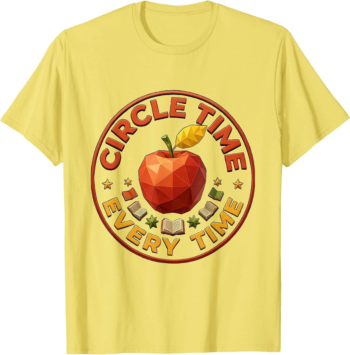 Men's Circle Time Every Time Preschool Teacher Design T-Shirt - Lemon Yellow