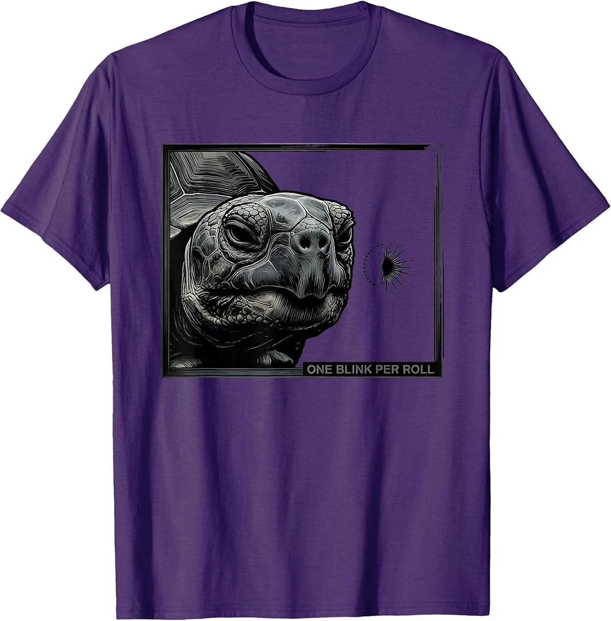 Men's One Blink Per Roll Minimalist Tortoise Portrait Animal Lover T-Shirt - Purple