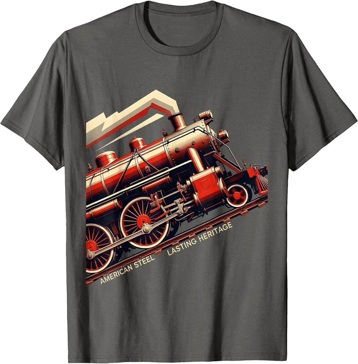 Men's American Steel Lasting Heritage Constructivist Poster Steam T-Shirt - Asphalt Grey