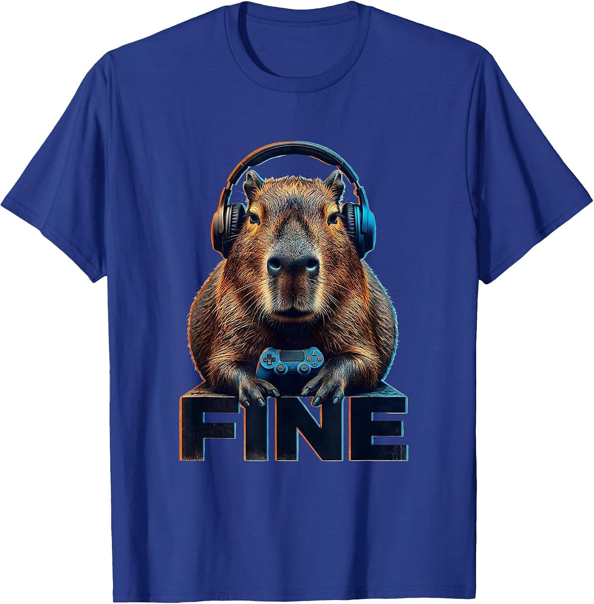 Men's Fine Capybara Gamer Meme Humor Video Games T-Shirt - Royal Blue
