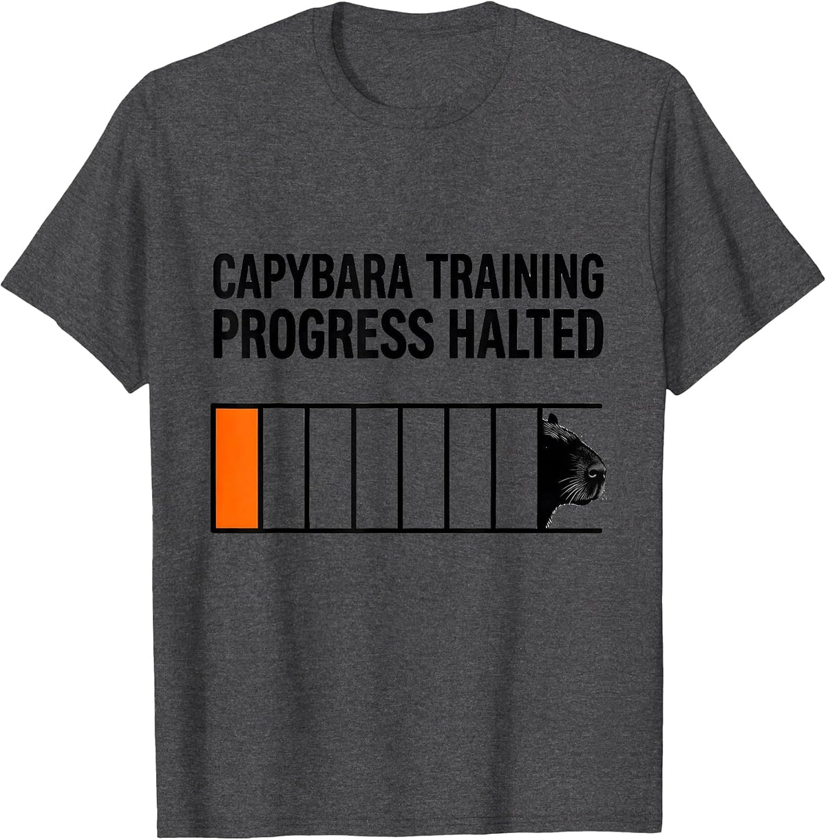 Capybara Training Progress Halted Funny Animal Meme Gamer T-Shirt - Dark Heather Grey
