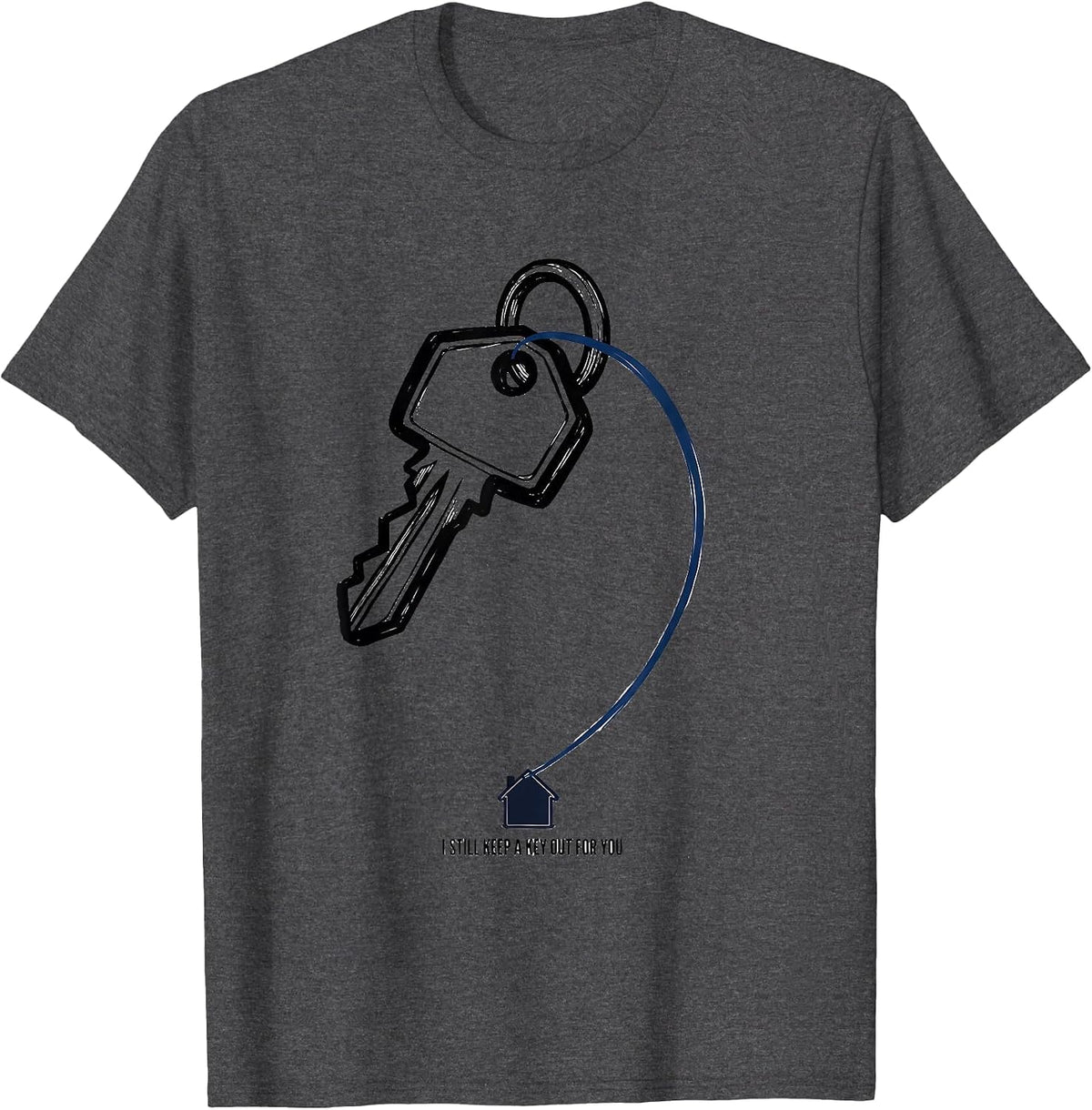 I Still Keep A Key Out For You Thin Blue Line Police Mom T-Shirt - Dark Heather Grey