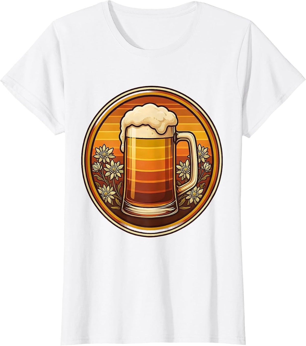 Oktoberfest Edelweiss Beer Mug Illustration T-Shirt - White