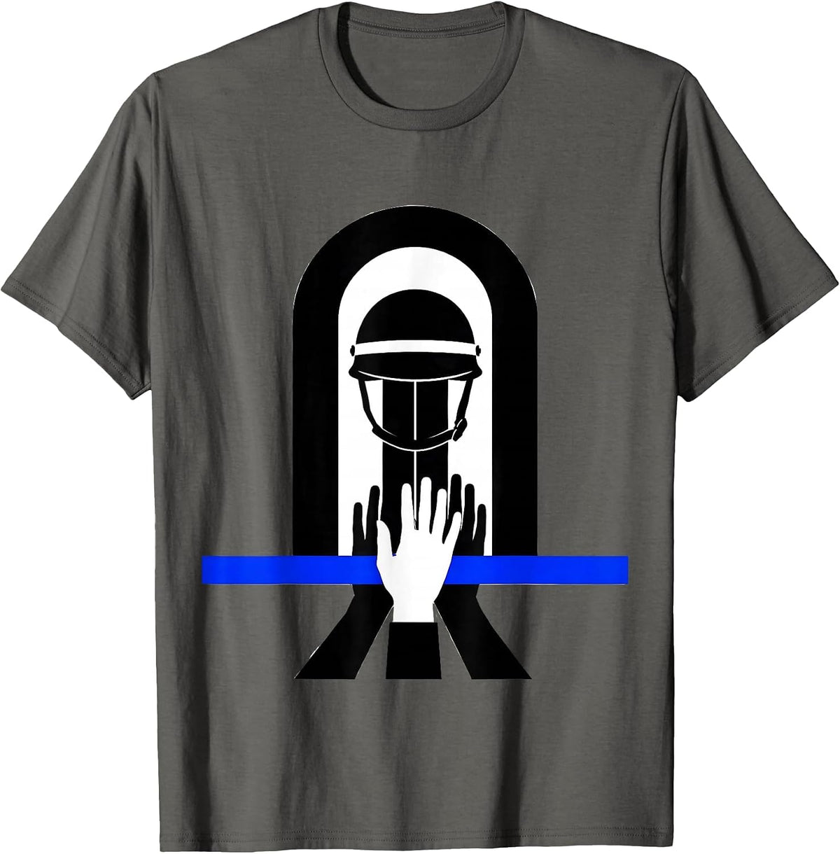 Police Precinct Thin Blue Line Back the Blue Support T-Shirt - Asphalt Grey