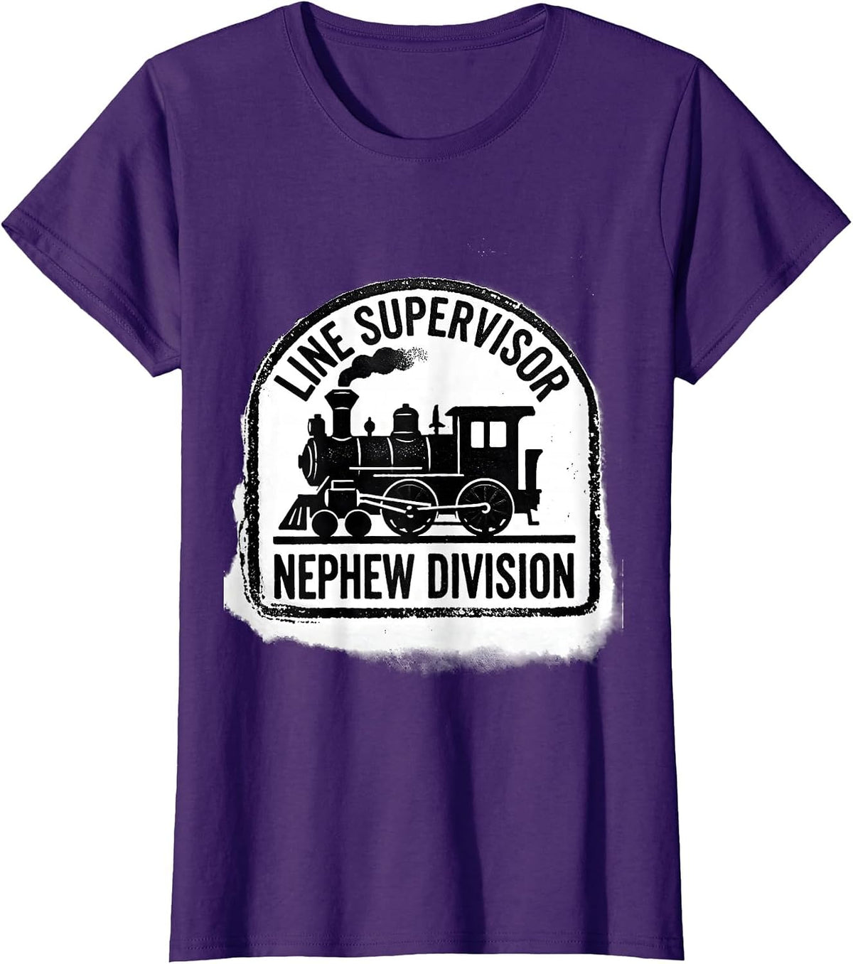 Women's Line Supervisor Nephew Division Rubber Stamp Steam Train T-Shirt - Purple