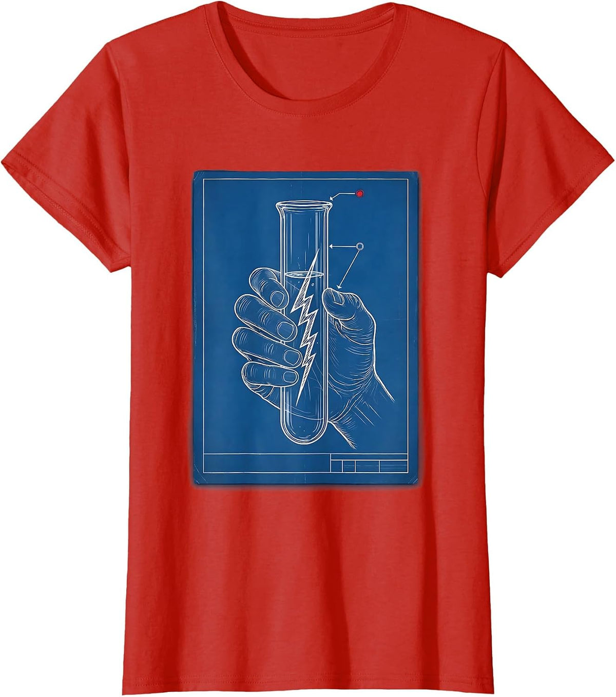 Science Teacher Hand Test Tube Lightning Bolt Graphic T-Shirt - Red