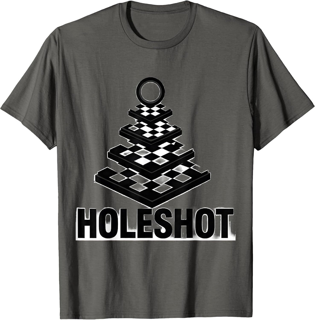 Holeshot Geometric Drag Racing Flag American Racer T-Shirt - Asphalt Grey