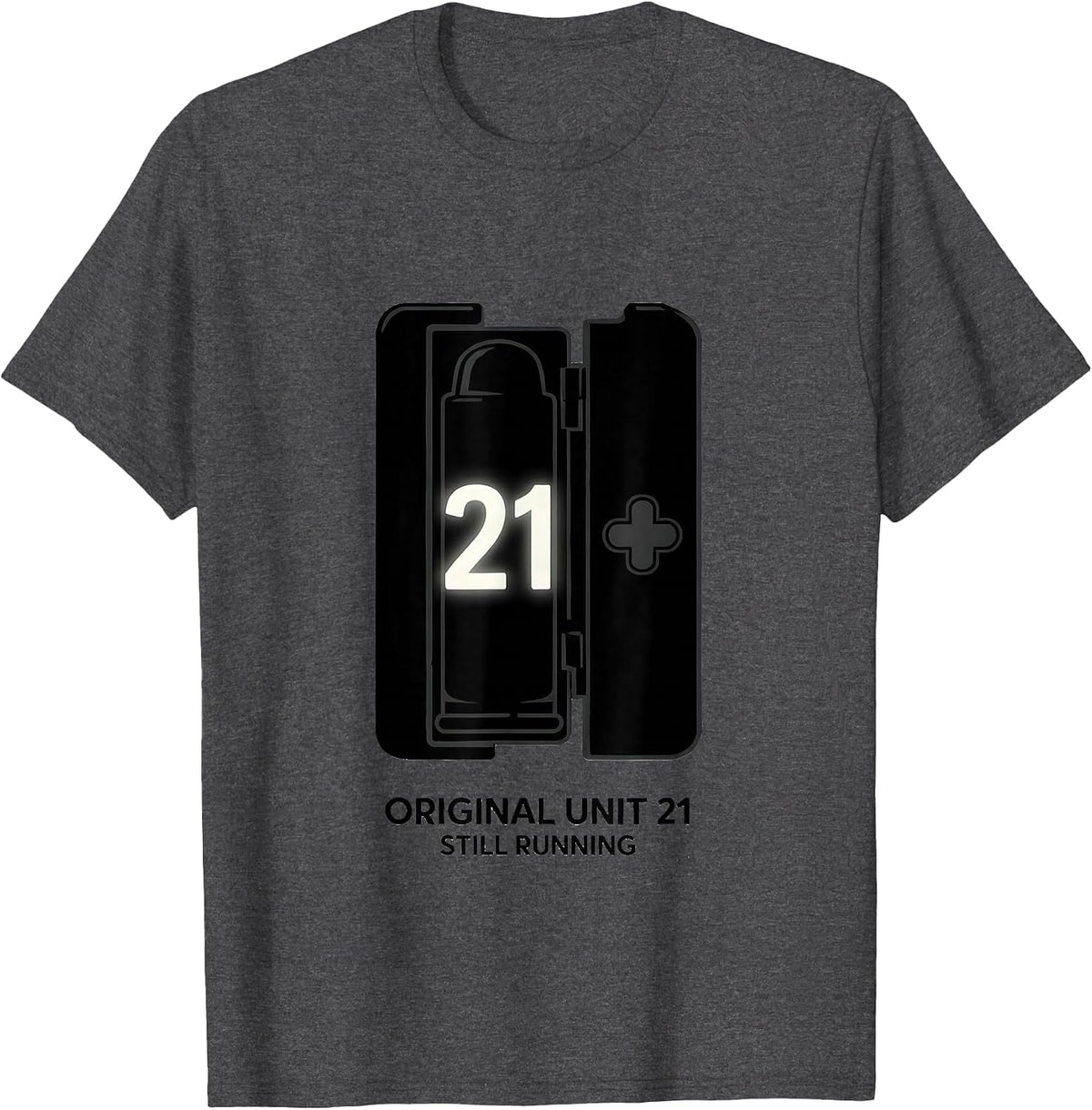 Original Unit 21 Still Running Monochrome Birthday Gamer T-Shirt - Dark Heather Grey