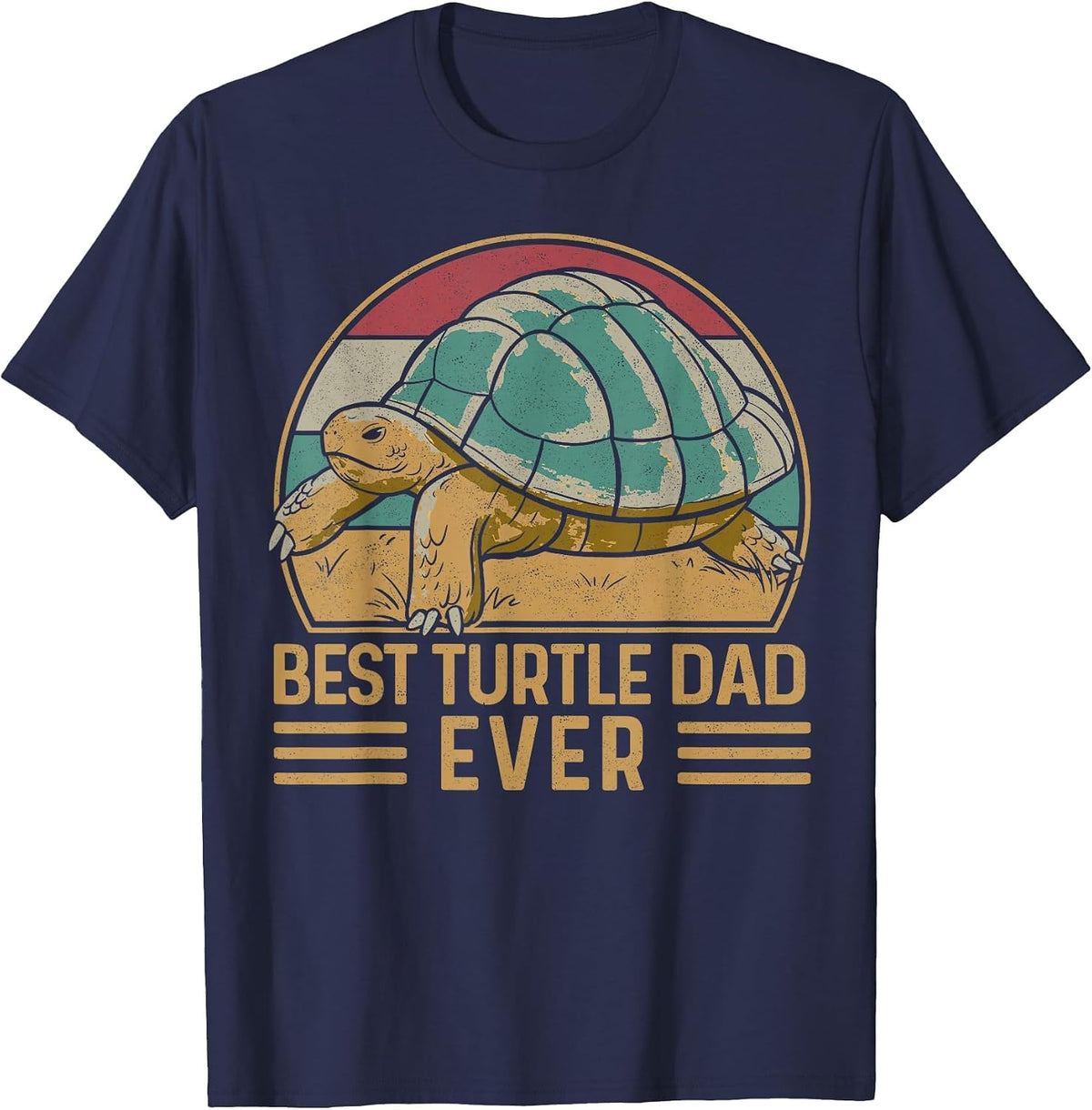 Sea Turtle Tortoise Dad Retro Vintage Best Turtle Dad Ever T-Shirt - Navy Blue