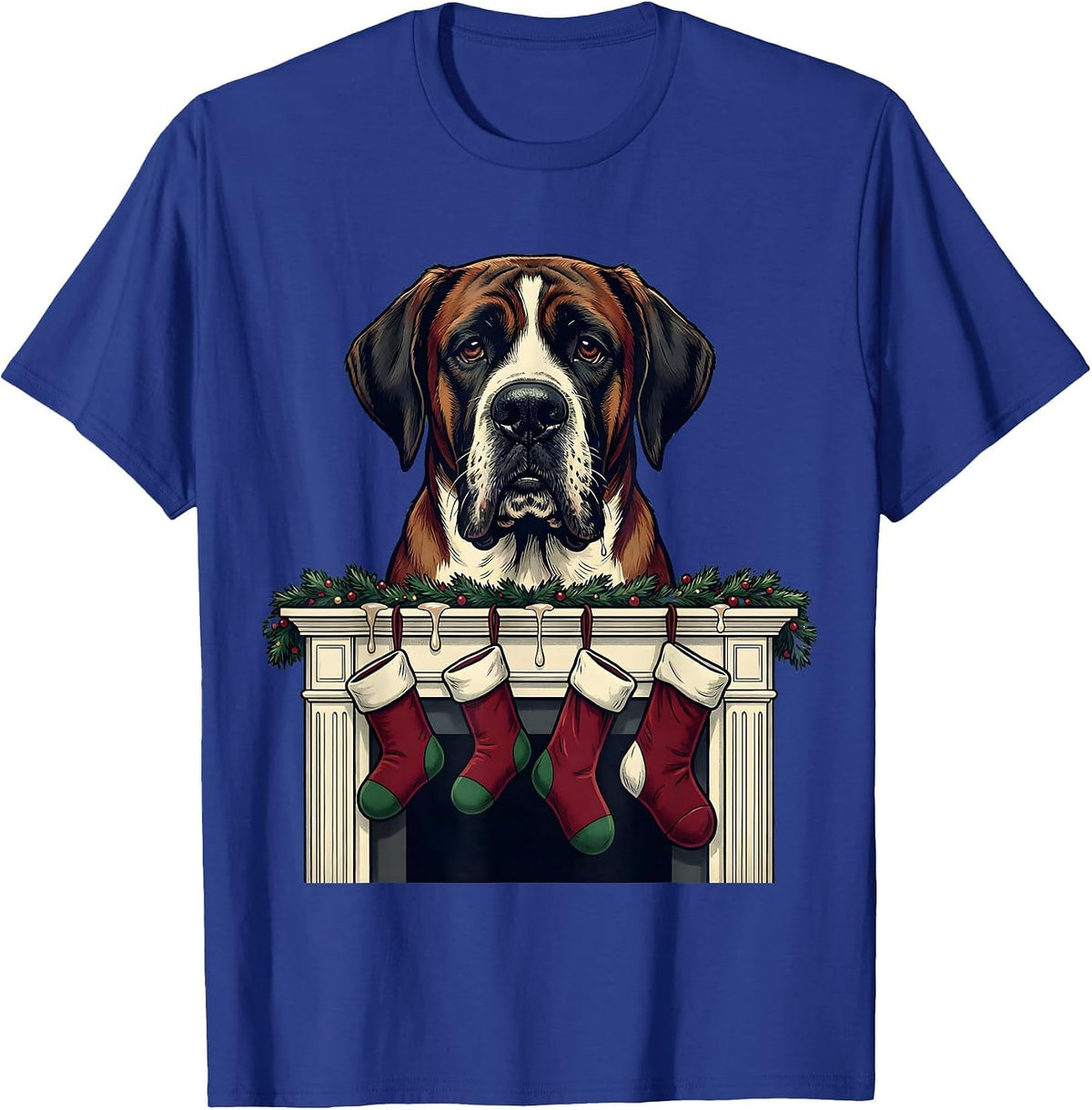 Men's Great Dane Harlequin Holiday Dog Lover Gift T-Shirt - Royal Blue