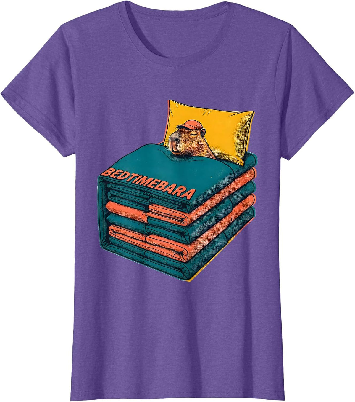 Bedtimebara Cute Capybara Sleep Humor Kids Adults T-Shirt - Purple Heather