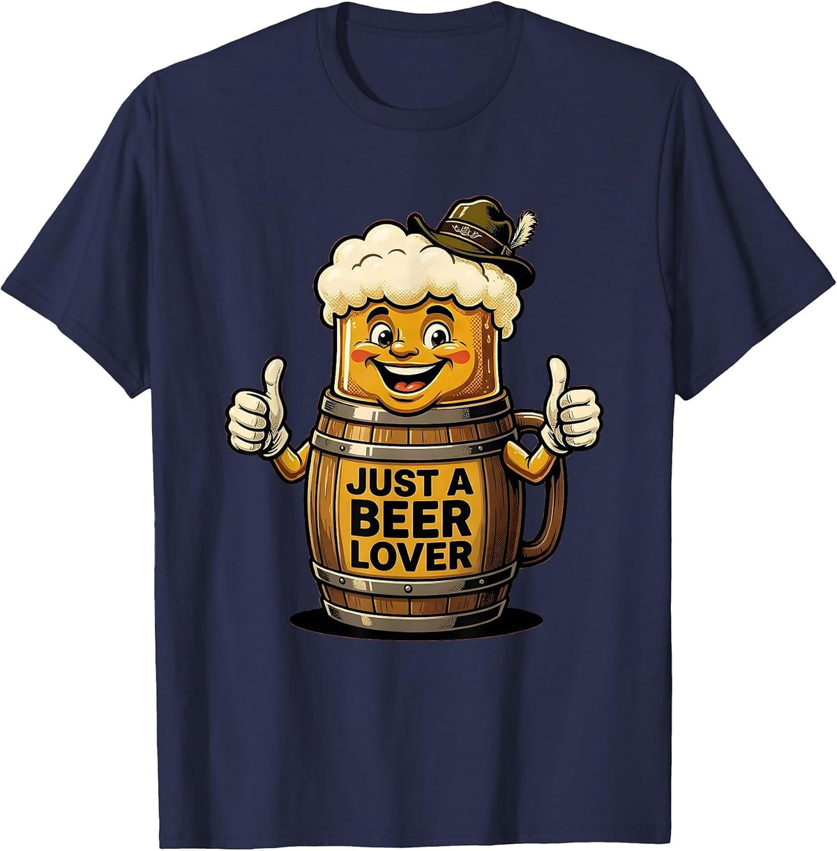 Just a Beer Lover Oktoberfest Graphic Design T-Shirt - Navy Blue