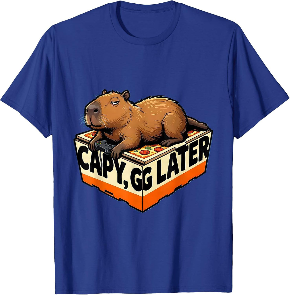 capy, gg later Funny Capybara Gamer Meme Video Games T-Shirt - Royal Blue