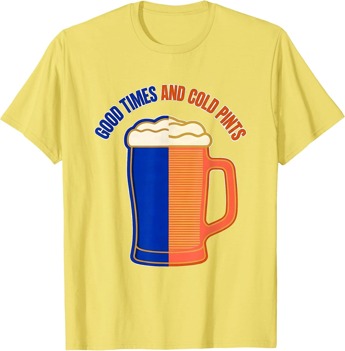 Men's Good Times and Cold Pints Beer Lover Design T-Shirt - Lemon Yellow