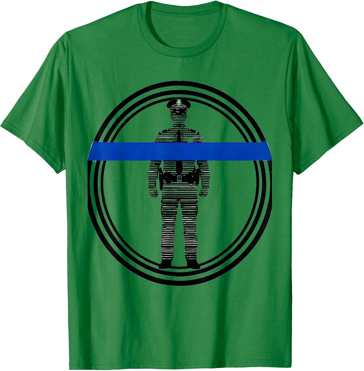 Men's Sealed Thin Blue Line Police Officer Tribute T-Shirt - Kelly Green