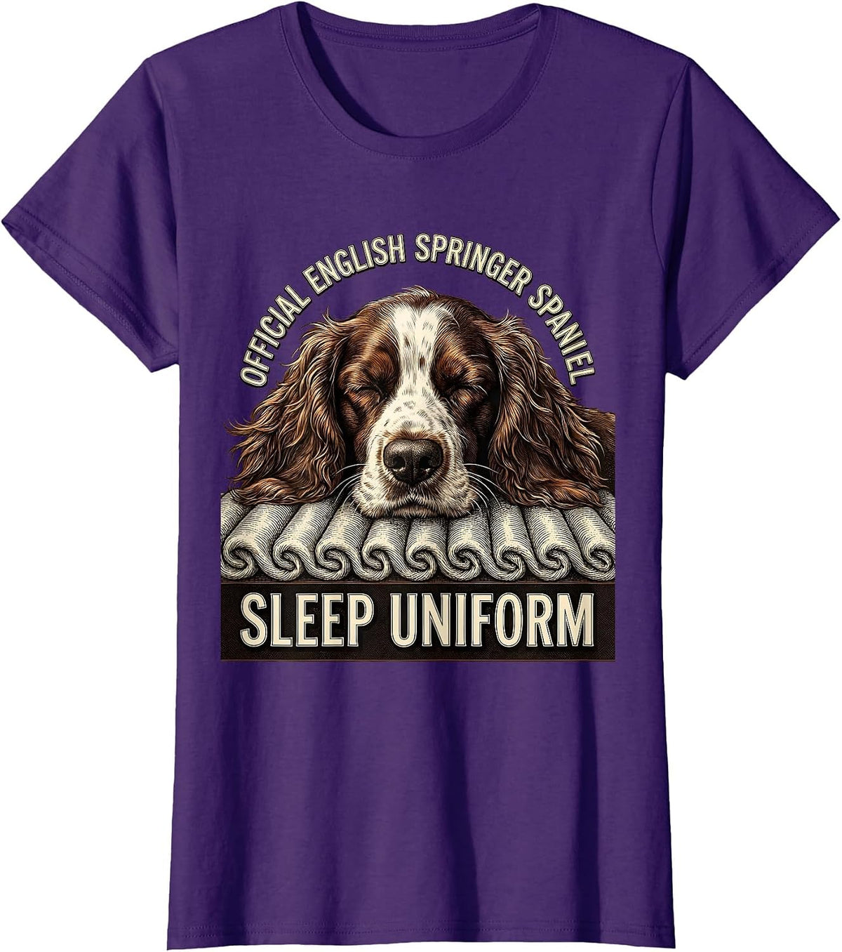 Women's Official English Springer Spaniel Sleep Uniform Dog Lover T-Shirt - Purple
