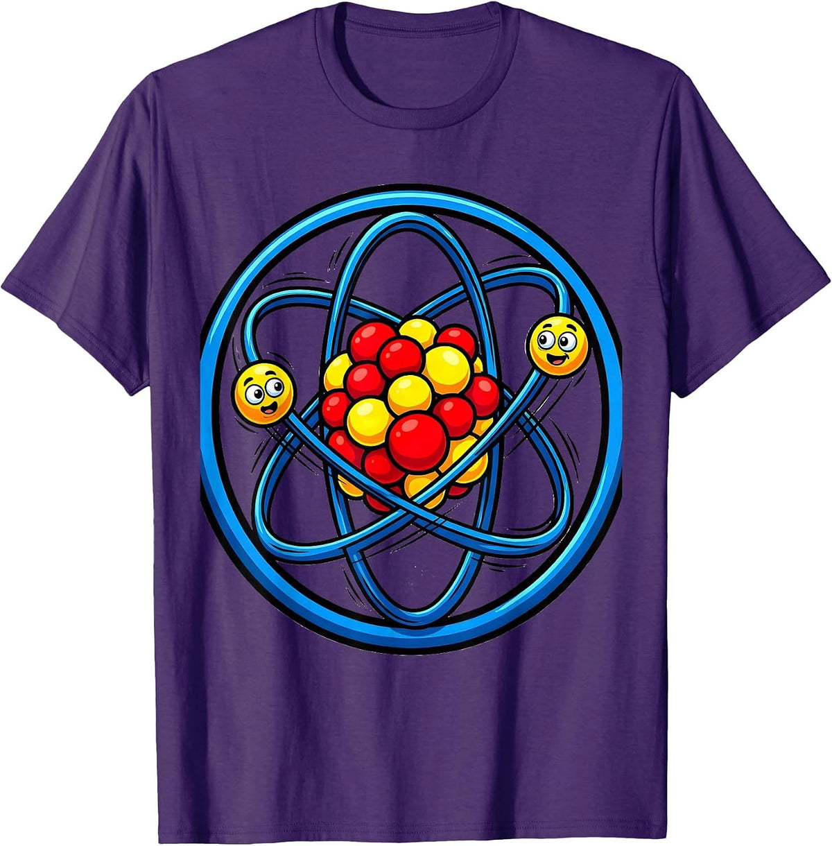 Men's Science Teacher Atom Model Orbiting Electrons Design T-Shirt - Purple