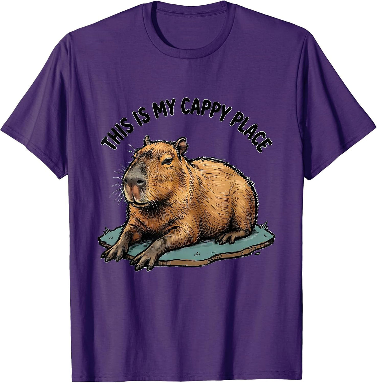 This Is My Cappy Place Funny Capybara Animal Humor Meme T-Shirt - Purple