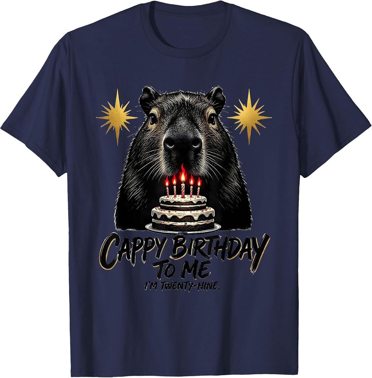 Cappy Birthday To Me, I'm Twenty-Nine Cute Capybara Birthday T-Shirt - Navy Blue