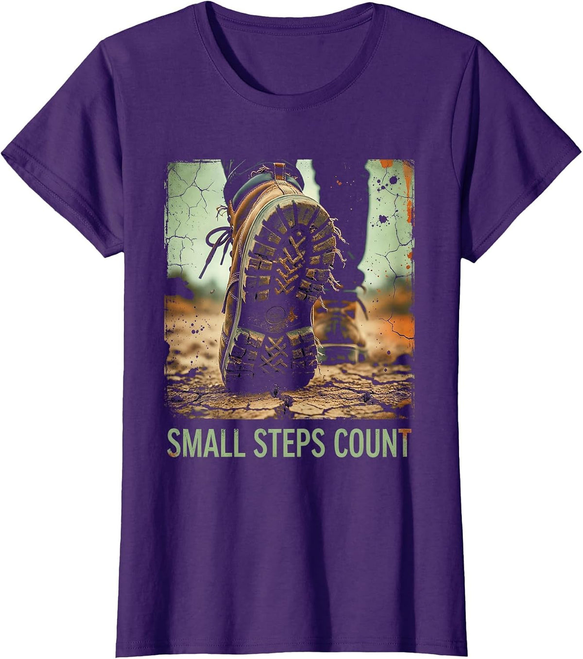 Small Steps Count Mental Health Awareness Design T-Shirt - Purple