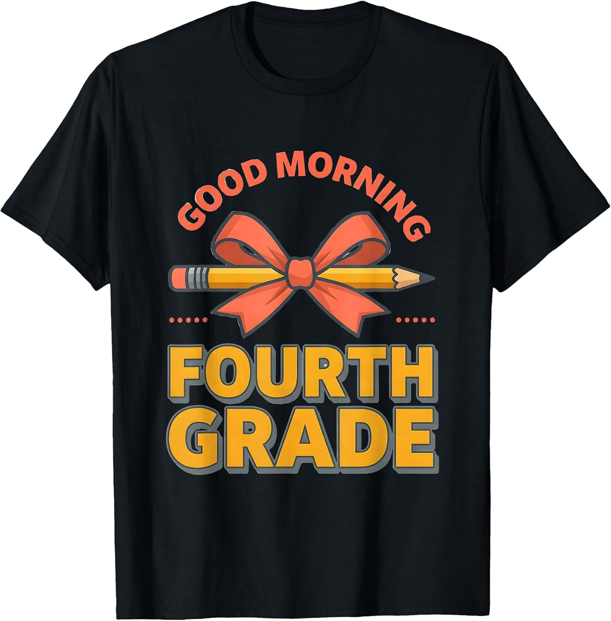 Men's Good Morning Fourth Grade Coquette Bow Back to School Fourth T-Shirt - Black
