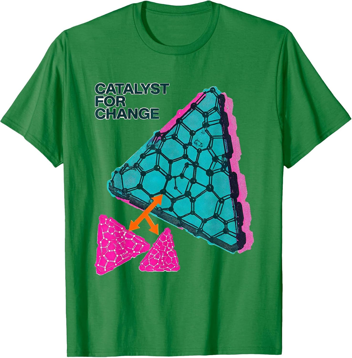 Men's Catalyst For Change Risograph Nerdy Science Humor Chemistry T-Shirt - Kelly Green