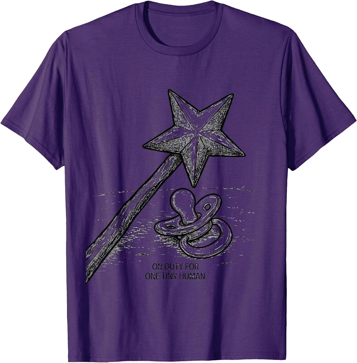 Men's On Duty For One Tiny Human Funny Fairy Godmother New Baby T-Shirt - Purple