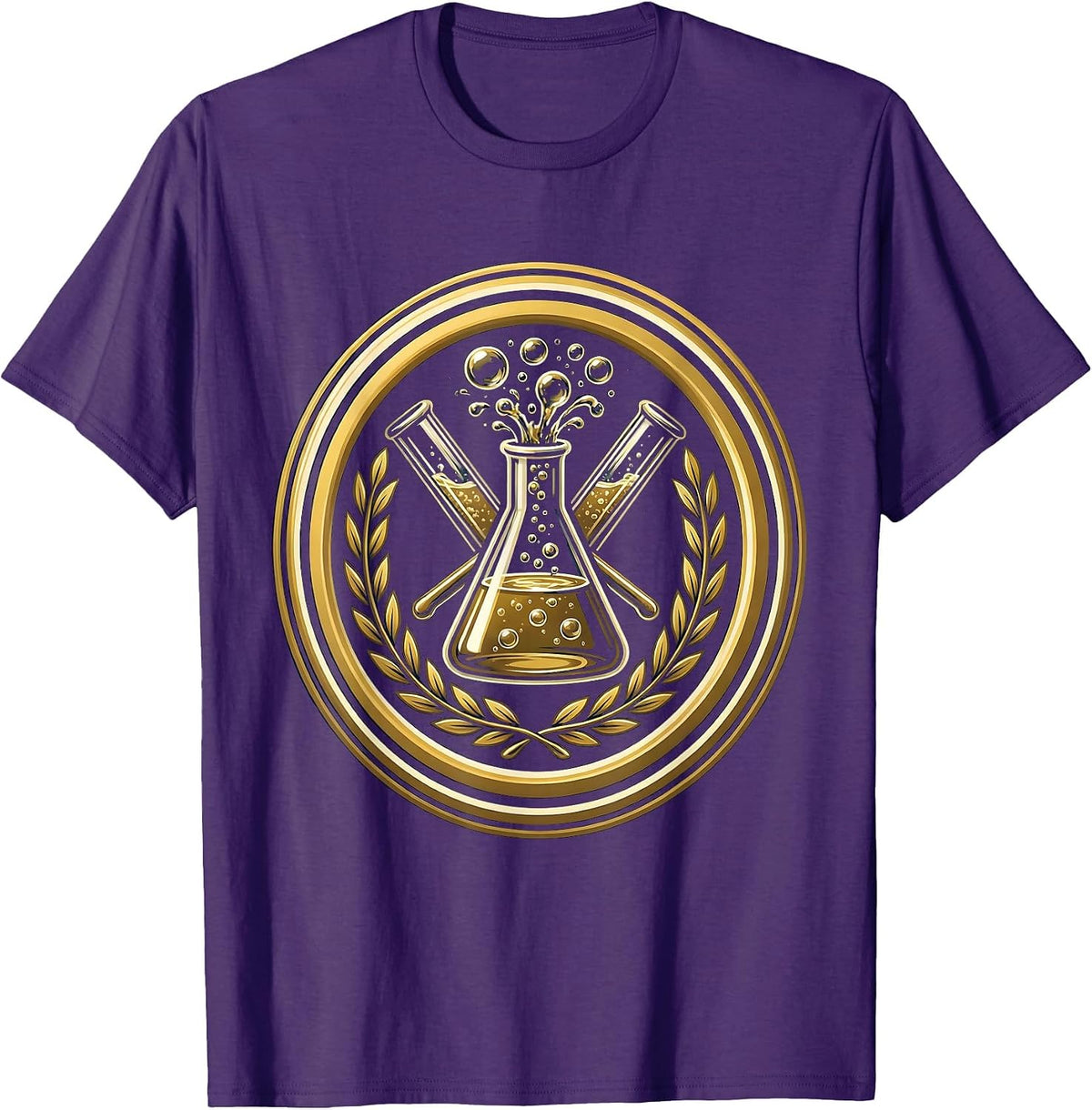 Men's Science Teacher Colorful Chemical Reaction Beaker T-Shirt - Purple