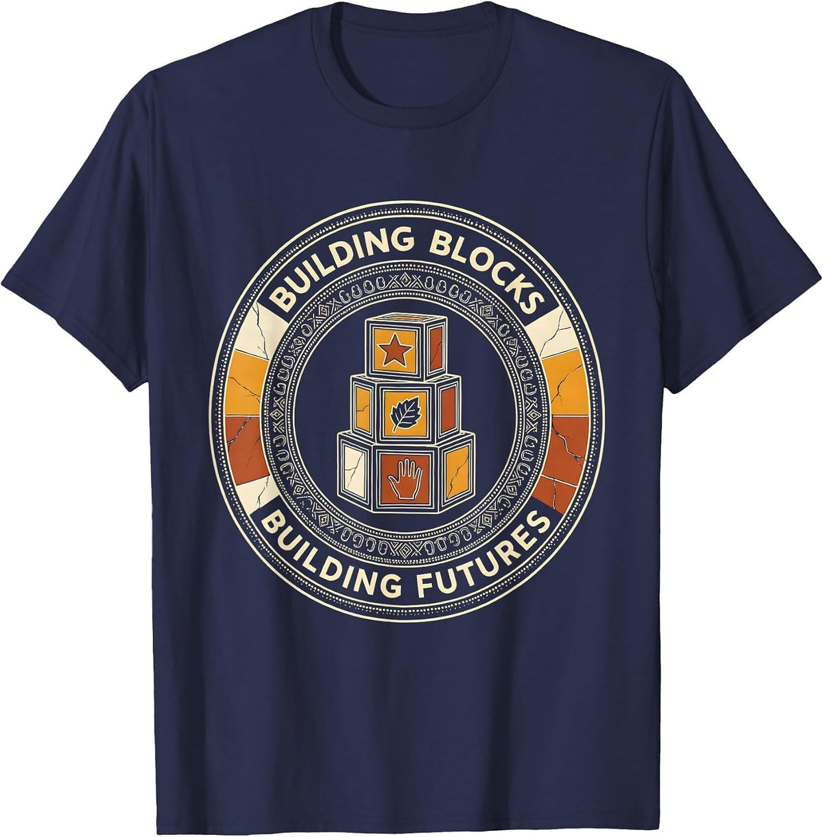 Building Blocks Building Futures Preschool Teacher T-Shirt - Navy Blue