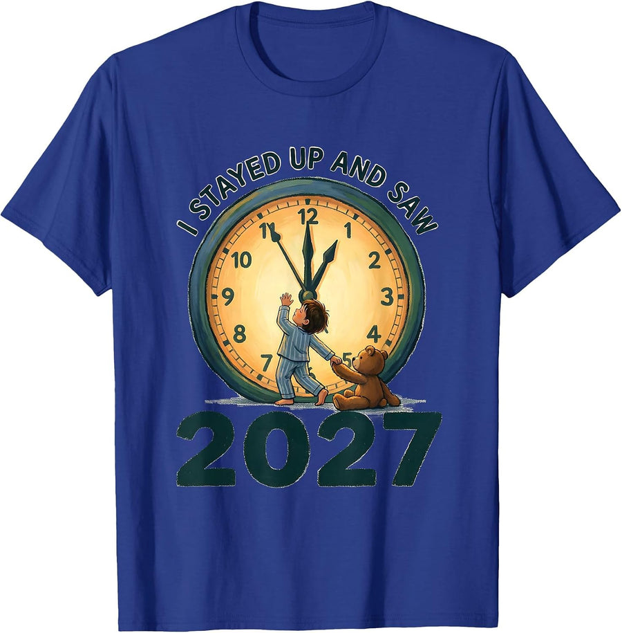 I Stayed Up And Saw 2027 Storybook Family Matching New Year T-Shirt - Royal Blue