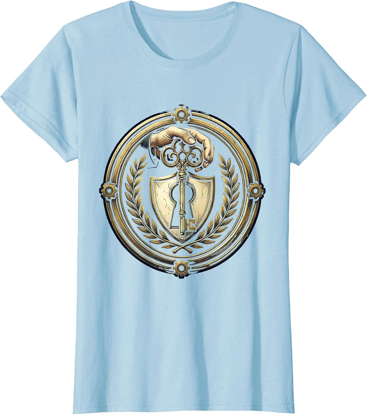 Occupational Therapy Rusty Key Unlocking Door Art T-Shirt - Baby Blue